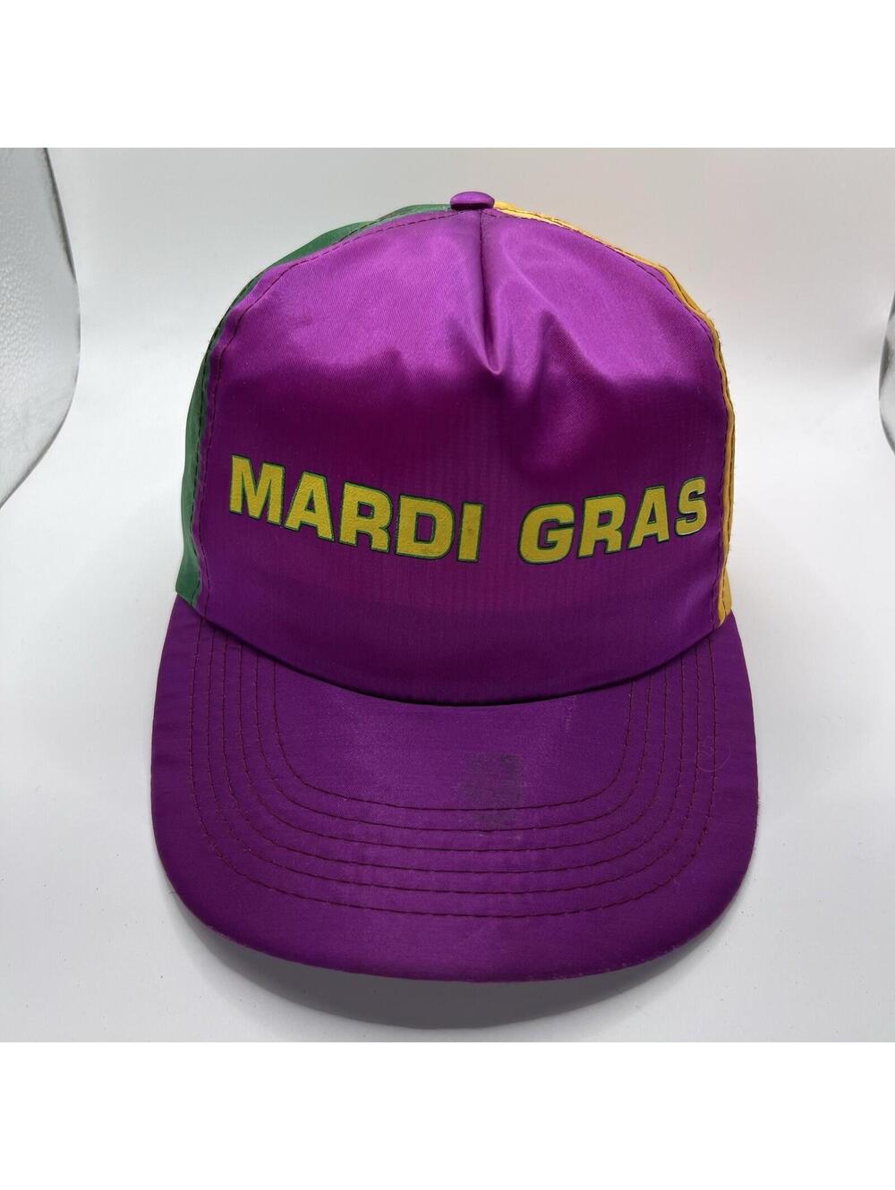 Vintage 90s Mardi Gras Celebration Adjustable Snapback Satin Mens Hat Cap